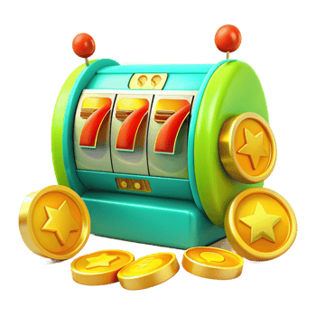 Casino Slot Machine with Gold Coins 3d Element png