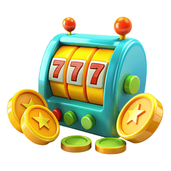 Casino Slot Machine with Gold Coins 3d Concept png