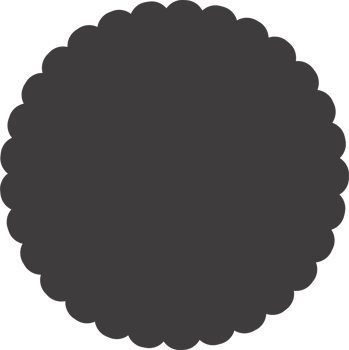 Scallop edge frame. Circle shape with lace pattern. Round frill cute box. Geometric wavy sticker and squiggle vintage label png