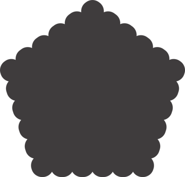 Scallop edge frame. Pentagon shape with lace pattern. Frill cute box. Geometric wavy sticker and squiggle vintage label png