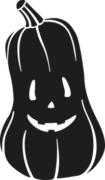Pumpkin shape. Main symbol of Halloween. Black pumpkin with funny face. Template for your design. Hand drawn trendy illustration. png