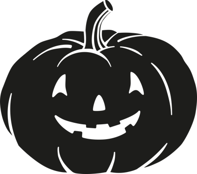 Pumpkin shape. Main symbol of Halloween. Black pumpkin with funny face. Template for your design. Hand drawn trendy illustration. png
