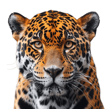 front view jaguar isolated on transparent background , png