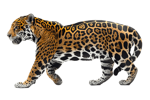 side view jaguar isolated on transparent background , png