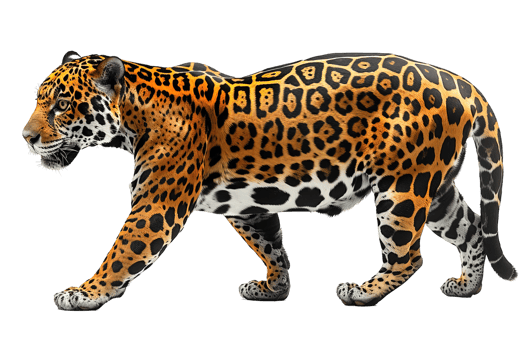 side view jaguar isolated on transparent background , png