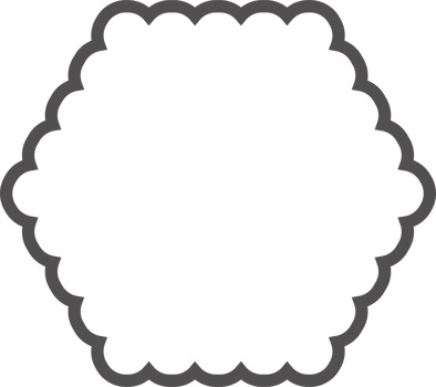 Scallop edge hexagon frame. Outline shape with lace png