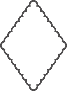 Scallop edge rhombus frame. Outline shape with lace png