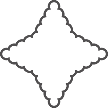 Scallop edge star frame. Outline shape with lac png