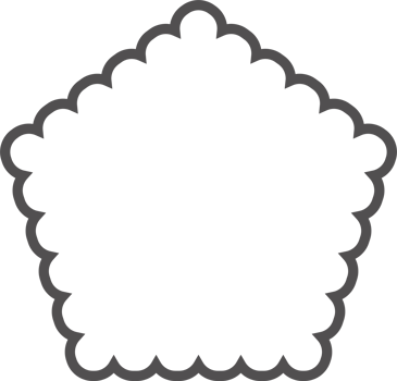 Scallop edge pentagon frame. Outline shape with lace png
