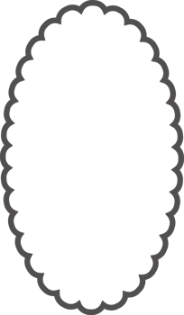 Scallop edge ellipse frame. Oval outline shape with lace png