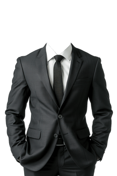 black tuxedo suit mockup on transparent background , png