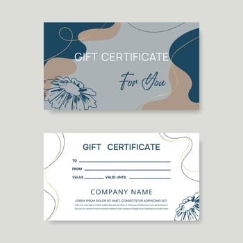 Modern style gift certificate template for salon, gallery, spa, store. Gift Certificate. vector