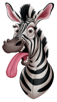graphics with funny zebra with big tongue and surprised eyes png