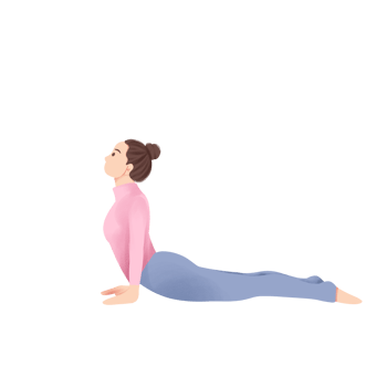 illustration of a woman doing yoga in the cobra pose png