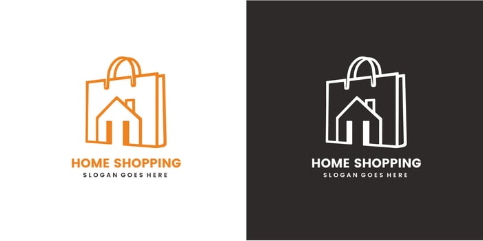 Shopping Bag Store Gift Buy Retail Sale Home House Building Architecture Simple Logo Design Free SVG vector