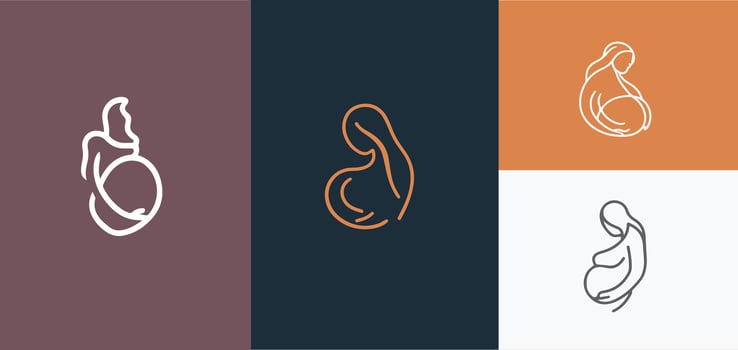 Pregnancy logo design template with line art style Premium design vector