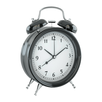 3d alarm clock isolated on transparent background png