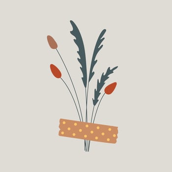 Boho plant bouquet duct taped illustration vector
