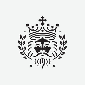 King crown logo illustration, black and white logo. vector