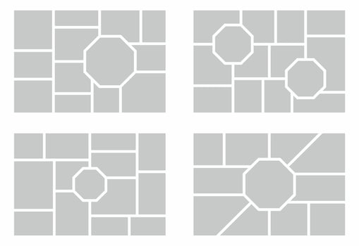 Pictures or photos frame collage. comics page grid layout abstract photo frames and digital photo wall template vector