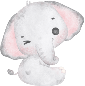 Cute baby elephant , tiny nursery animal watercolor png