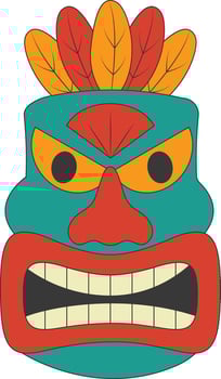 Tribal Hawaii Totem African Traditional. Ethnic Tiki Mask Illustration. Isolated on White Background. vector