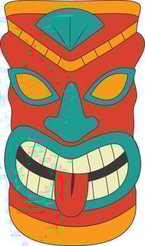 Tribal Hawaii Totem African Traditional. Ethnic Tiki Mask Illustration. Isolated on White Background. vector