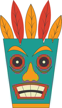 Tribal Hawaii Totem African Traditional. Ethnic Tiki Mask Illustration. Isolated on White Background. vector