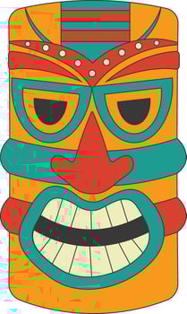 Tribal Hawaii Totem African Traditional. Ethnic Tiki Mask Illustration. Isolated on White Background. vector
