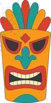 Tribal Hawaii Totem African Traditional. Ethnic Tiki Mask Illustration. Isolated on White Background. vector