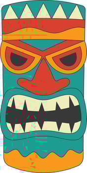 Tribal Hawaii Totem African Traditional. Ethnic Tiki Mask Illustration. Isolated on White Background. vector