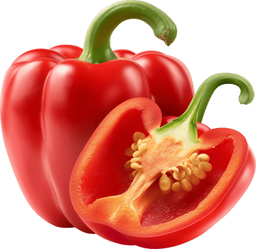 Whole bell pepper and slice isolated on a transparent background png