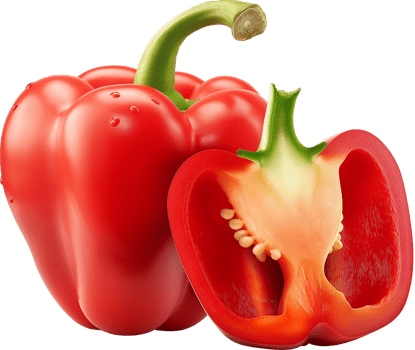 Whole bell pepper and slice isolated on a transparent background png
