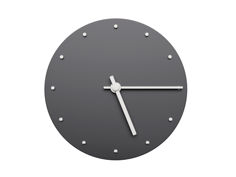 Simple clock gray quarter past Five Modern Minimal Clock. 3D illustration png