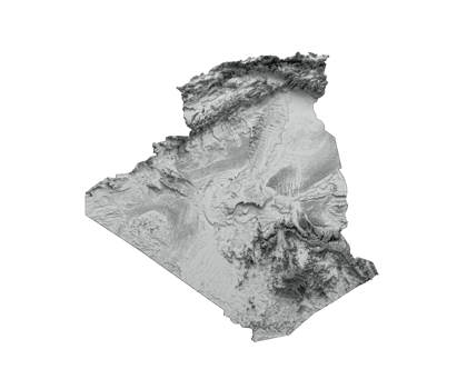 Algeria Map Shaded relief Color Height map 3d illustration png