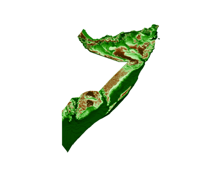 Somalia Topographic Map 3d realistic map Color 3d illustration png