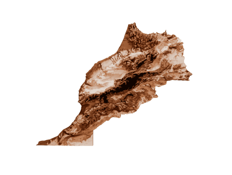 Map of Morocco in old style, brown graphics in a retro style Vintage Style. High detailed 3d illustration png