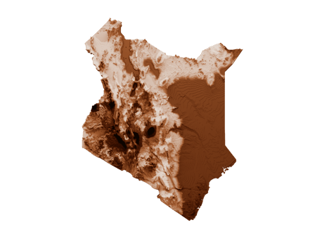 Map of Kenya in old style, brown graphics in a retro style Vintage Style. High detailed 3d illustration png