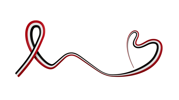 3d Flag of syria Country, Heart shaped Wavy Awareness Ribbon, 3d illustration png