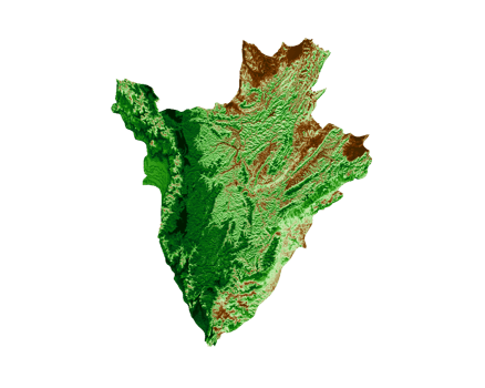 Burundi Topographic Map 3d realistic map Color 3d illustration png