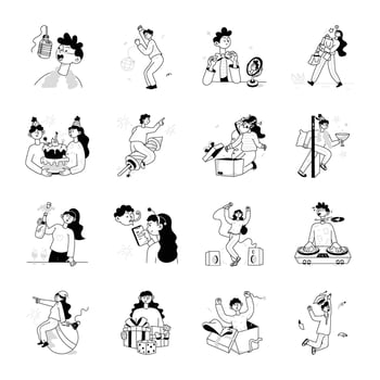 Garden Activities Flat Illustrations vector