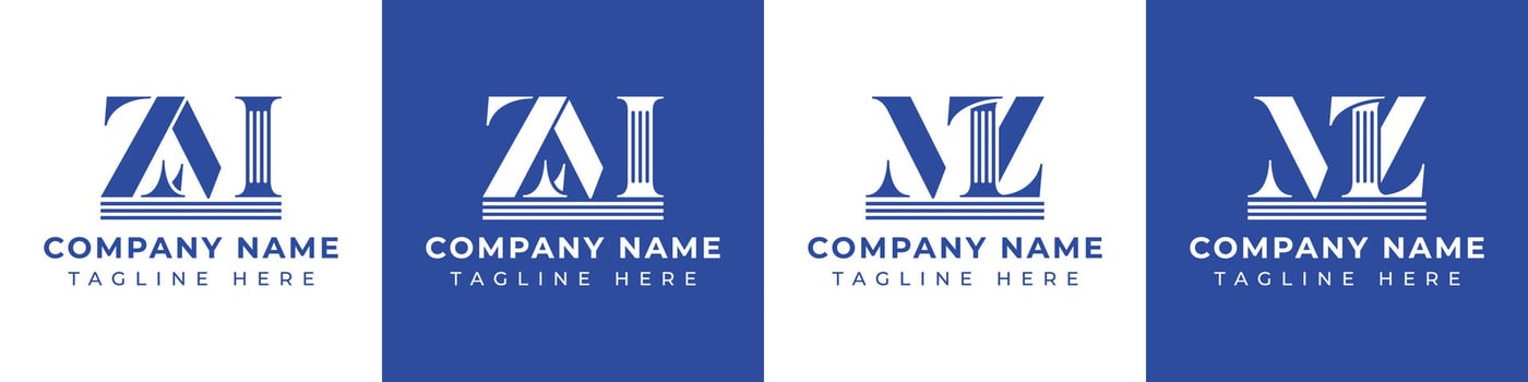 Letters MZ and ZM Pillar Logo, suitable for business with MZ and ZM related to Pillar vector
