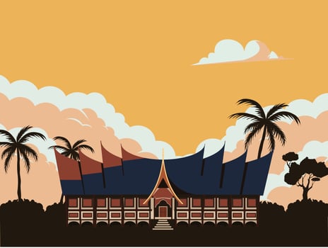 Traditional house of Minangkabau Indonesia vector
