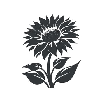 Flat design sunflower silhouettes and leaves floral element design template illustration vector