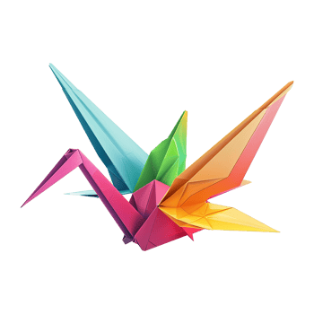 Origami crane isolated on transparent background png