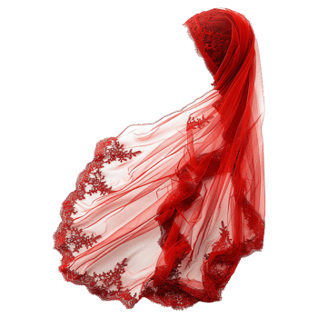 Beautiful Red Lace Veil isolated on transparent background png