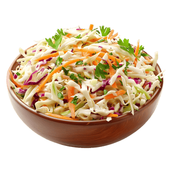 Salad of coleslaw with carrots and cabbage on Transparent Background png