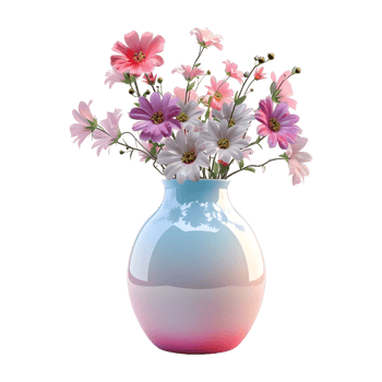 Colorful Flower in a Pot on Transparent Background png