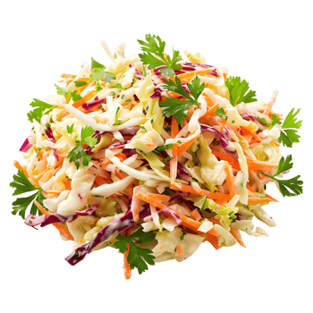 Salad of coleslaw with carrots and cabbage on Transparent Background png