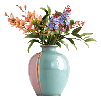 Colorful Flower in a Pot on Transparent Background png